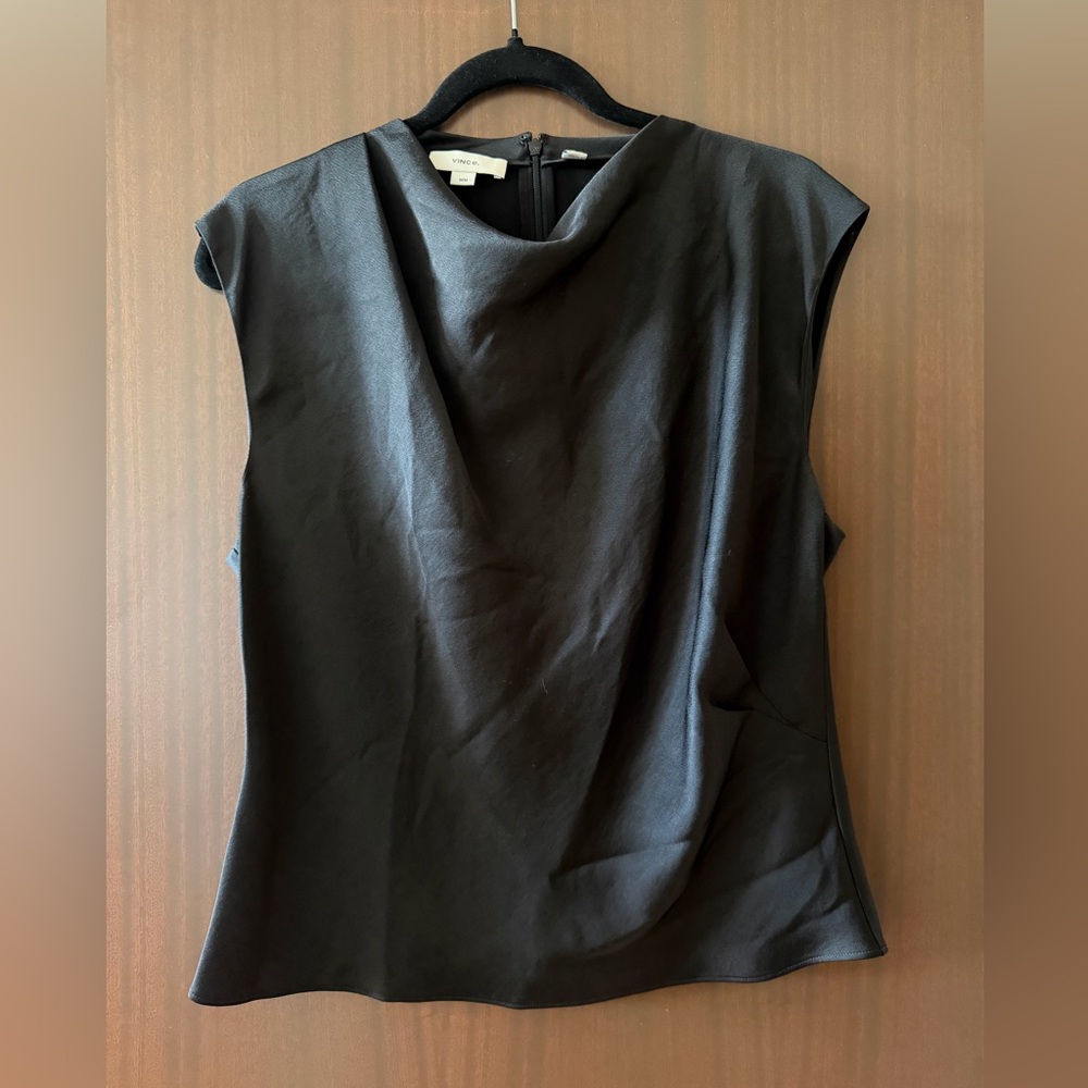 Vince Black Draped Sleeveless Top